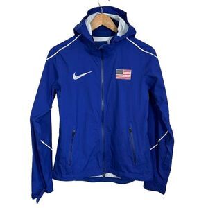 Nike Team USA Track Jacket Women’s S Blue Hooded Full Zip US Olympic 743479